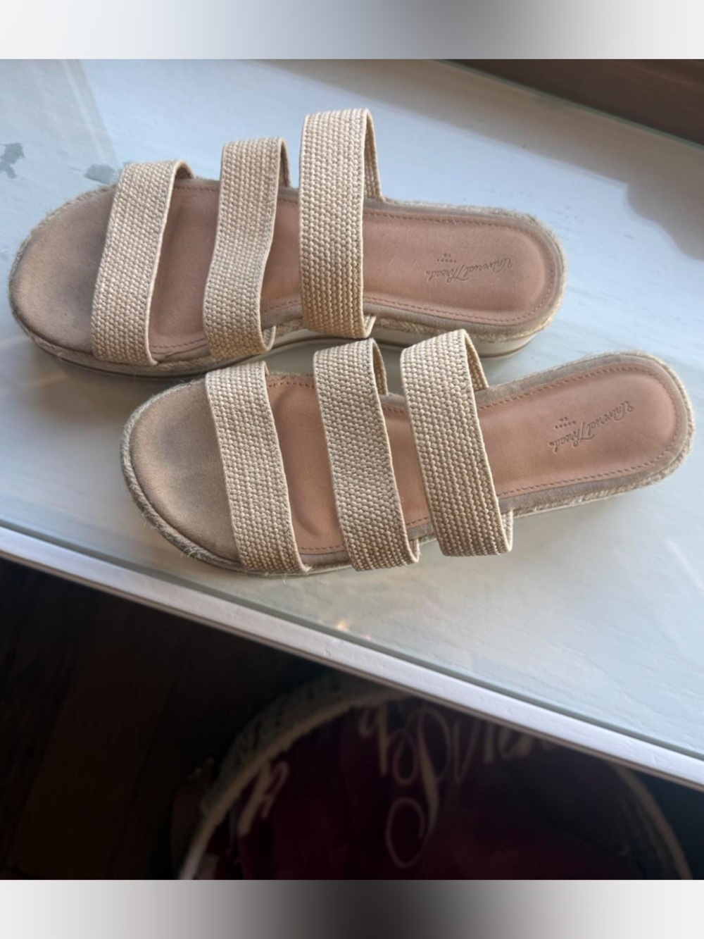Platform Sandals Slides Woven Stretchy straps (3) size 7 universal thread boho